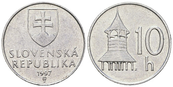 Словакия 10 геллеров 1997 MK KM 17 алюминий aUNC 4164-448