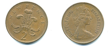 Великобритания 2 пенса 1978 Елизавета II (1952-2022) KM 916, Spink 4235 (C1) бронза 4383-915