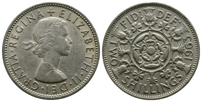 Великобритания 2 шиллинга (флорин) 1963 Елизавета II (1952-2022) KM 906, Spink 4146 медно-никель 4382-441