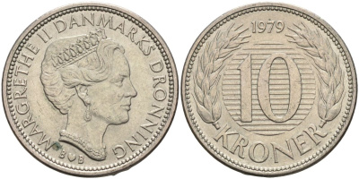 Дания 10 крон 1979 Маргрете II (1973-1988) KM 864 медно-никель 4593-925