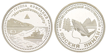 Россия медаль "Янский Лиман, Магадан Бизнес Центр" вес 21,74 гр, диаметр 33 мм, 999 проба серебро PROOF 11-326-23