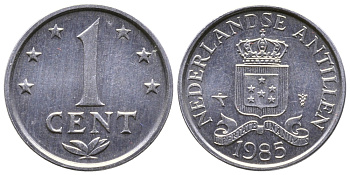 Нидерландские Антилы 1 цент 1985 Беатрикс (1980-2013) KM 8а алюминий 177-1313