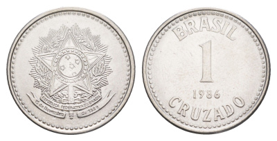 Бразилия 1 крузадо 1986 KM 605 нержавеющая сталь UNC 4642-1242