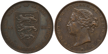 Джерси 1/24 шиллинга 1888 Виктория (1837-1901) KM 7 бронза 4393-435