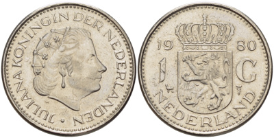 Нидерланды 1 гульден 1980 Юлиана (1948-1980) KM 184а никель 31-853