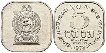 Шри-Ланка 5 центов 1978 KM 139a алюминий 4136-562