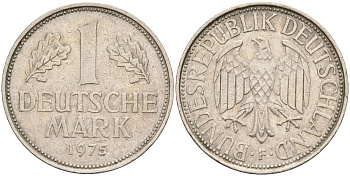 ФРГ 1 марка 1975 F KM 110, J. 385 медно-никель 4177-1135