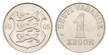 Эстония 1 крона 1995 KM 28 медно-никель UNC 4641-915
