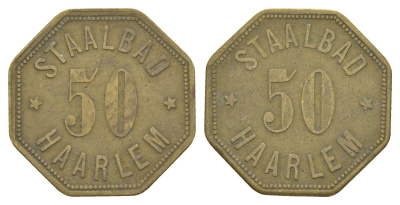 Нидерланды, Brongebouw, Харлем ресторанный жетон в 50 центов ND (1895-1932) диаметр 25,9 мм, вес 5,7 гр латунь 4171-956