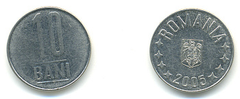Румыния 10 бань (бани) 2005 KM 191 сталь плакированная никелем 176-946