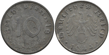 Германия 10 рейхспфеннигов 1944 A KM 101, J.371 цинк 4151-267