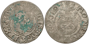 Польша 3 полкера (3 полторака - 1 крейцер) 1625 Сигизмунд III Ваза (1587-1632) Gorecki B.25, KM 41 серебро 4160-166