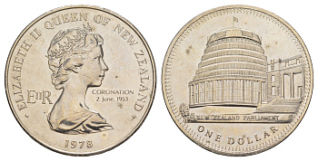 Новая Зеландия 1 доллар 1978 25 лет коронации Елизаветы II KM 47 медно-никель UNC 4386-224