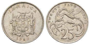 Ямайка 25 центов 1987 KM 49 медно-никель 4645-742