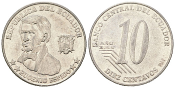 Эквадор 10 сентаво 2000 KM 106 нержавеющая сталь 4611-864