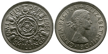 Великобритания 2 шиллинга (флорин) 1967 Елизавета II (1952-2022) KM 906, Spink 4146 медно-никель 4382-826