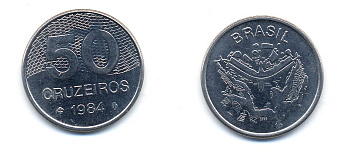 БРАЗИЛИЯ 50 КРУЙЗЕЙРО 1984 KM 594.1 сталь aUNC 76-653