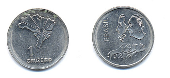 Бразилия 1 крузейро 1972 150 лет независимости KM 582 никель aUNC 51-5715