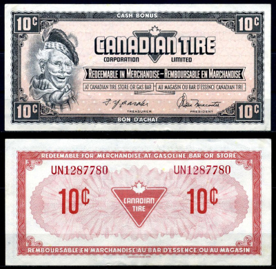 Канада купон на 10 центов 1974 Canadian Tire бумага 2195-21-2-2