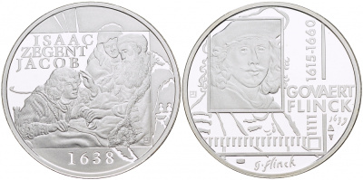 НИДЕРЛАНДЫ МЕДАЛЬ ГОВЕРТ ФЛИНК(1615-1660), КАРТИНА ИСААК БЛАГОСЛАВЛЯЕТ ИАКОВА 1638 ГОД, ДИАМЕТР 30 мм., ВЕС 9,42 гр. медно-никель 1087-2-42