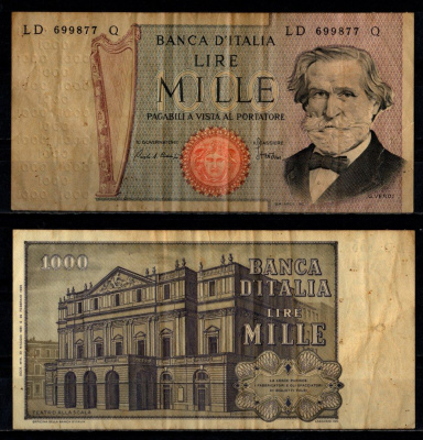 Италия 1000 лир 1980 Pick 101 g бумага 7221-68-1-1