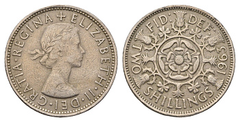 Великобритания 2 шиллинга (флорин) 1963 Елизавета II (1952-2022) KM 906, Spink 4146 медно-никель 4692-415