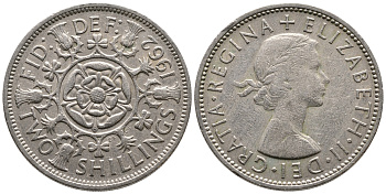 Великобритания 2 шиллинга (флорин) 1962 Елизавета II (1952-2022) KM 906, Spink 4146 медно-никель 59-1746
