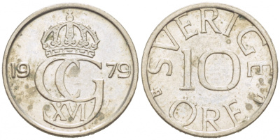 Швеция 10 эре 1979 U Карл XVI Густав (1973- ) KM 850 медно-никель 3955-338