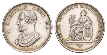 Германия медаль "1050 летие мученичества Румольда Мехеленского" 1825 сенат и народ посвящают, диаметр 27 мм, вес 6,8 гр серебро 1519-424