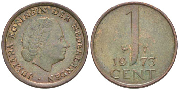 НИДЕРЛАНДЫ 1 ЦЕНТ 1973 ЮЛИАНА (1948-1980) KM 180 бронза 214-1047