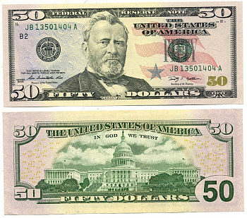 США 50 ДОЛЛАРОВ 2009 Pick 524F бумага UNC (ПРЕСС) 7204-58-2