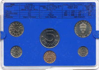 Швеция набор монетного двора из 6 монет 1979 в пластике Карл XVI Густав (1973- ) KM MS11 UNC 5-4-2-88