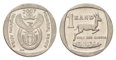 ЮАР 1 ранд 2007 KM 344 медь плакированная никелем 4627-454