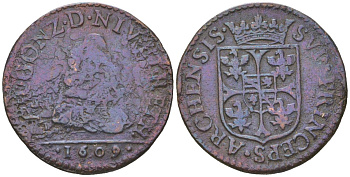 Арш (Шарлевиль), Франция 1 лиард 1609 Boudeau 1806 бронза 4044-332