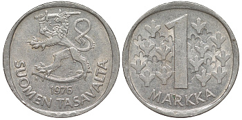Финляндия 1 марка 1976 KM 49a медно-никель 4176-136