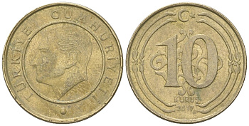 Турция 10 курушей 2017 KM 1241 медь цинк никель 4124-833