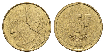 Бельгия 5 франков 1987 Belgie, Бодуэн I (1951-1993) KM 164 алюминиевая бронза 3459-853