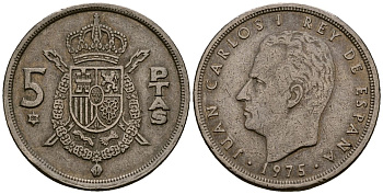 Испания 5 песет 1975 Хуан Карлос I (1975-2014) KM 807 медно-никель 4176-453