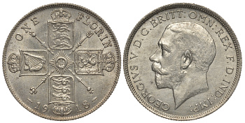 Великобритания 2 шиллинга = 1 флорин 1918 Георг V (1910-1936) KM 817, Spink 4012 серебро UNC 1082-1-62