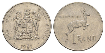 ЮАР 1 ранд 1981 антилопа спрингбок, герб KM 88a никель 4645-924