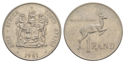 ЮАР 1 ранд 1981 антилопа спрингбок, герб KM 88a никель 4645-924