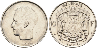 Бельгия 10 франков 1976 Belgique, Бодуэн I (1951-1993) KM 155.1 никель    4595-612