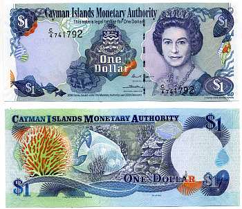Каймановы острова 1 доллар 2006 Елизавета II (1952-2022), рыбка, серия С/4 Pick 33а бумага UNC (пресс) 2197-7-1-2