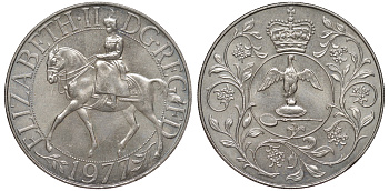 Великобритания 25 пенсов 1977 25 лет со дня коронации Елизаветы, Елизавета II (1952-2022) KM 894, Spink 4136 медно-никель UNC 118-921