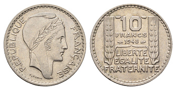 Франция 10 франков 1948 KM 909.1, Le Franc 362.3 медно-никель 4118-855
