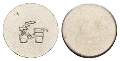 Италия жетон для выдачи напитков - кофе диаметр 22 мм, вес 5,4 гр нержавеющая сталь 4669-246