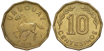 Уругвай 10 сентесимо 1978 KM 66 алюминиевая бронза 4164-769