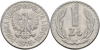 Польша 1 злотый 1976 Кремница KM 49.1 алюминий    4603-912