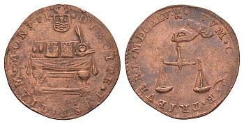 Нидерланды, Голландская республика, Зеландия cчетный жетон, Счетный суд 1645 Мидделбург, Письменный стол с открытой книгой и чернильницей с пером, Фемида, диаметр 32,5 мм, вес 7,26 гр медь 1520-823