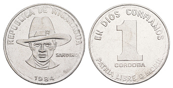 Никарагуа 1 кордоба 1984 KM 43a сталь плакированная никелем UNC 4641-345
